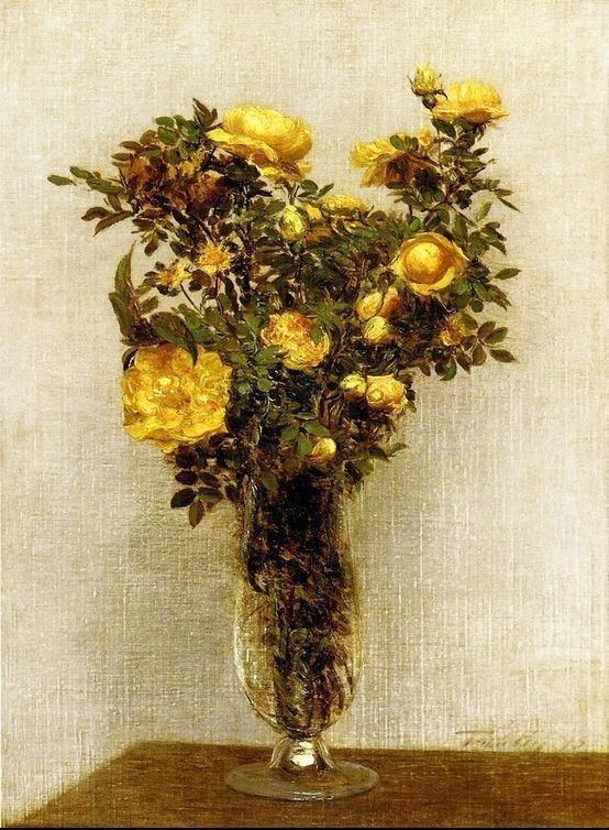 Henri Fantin-Latour Roses Lying on Gold Velvet